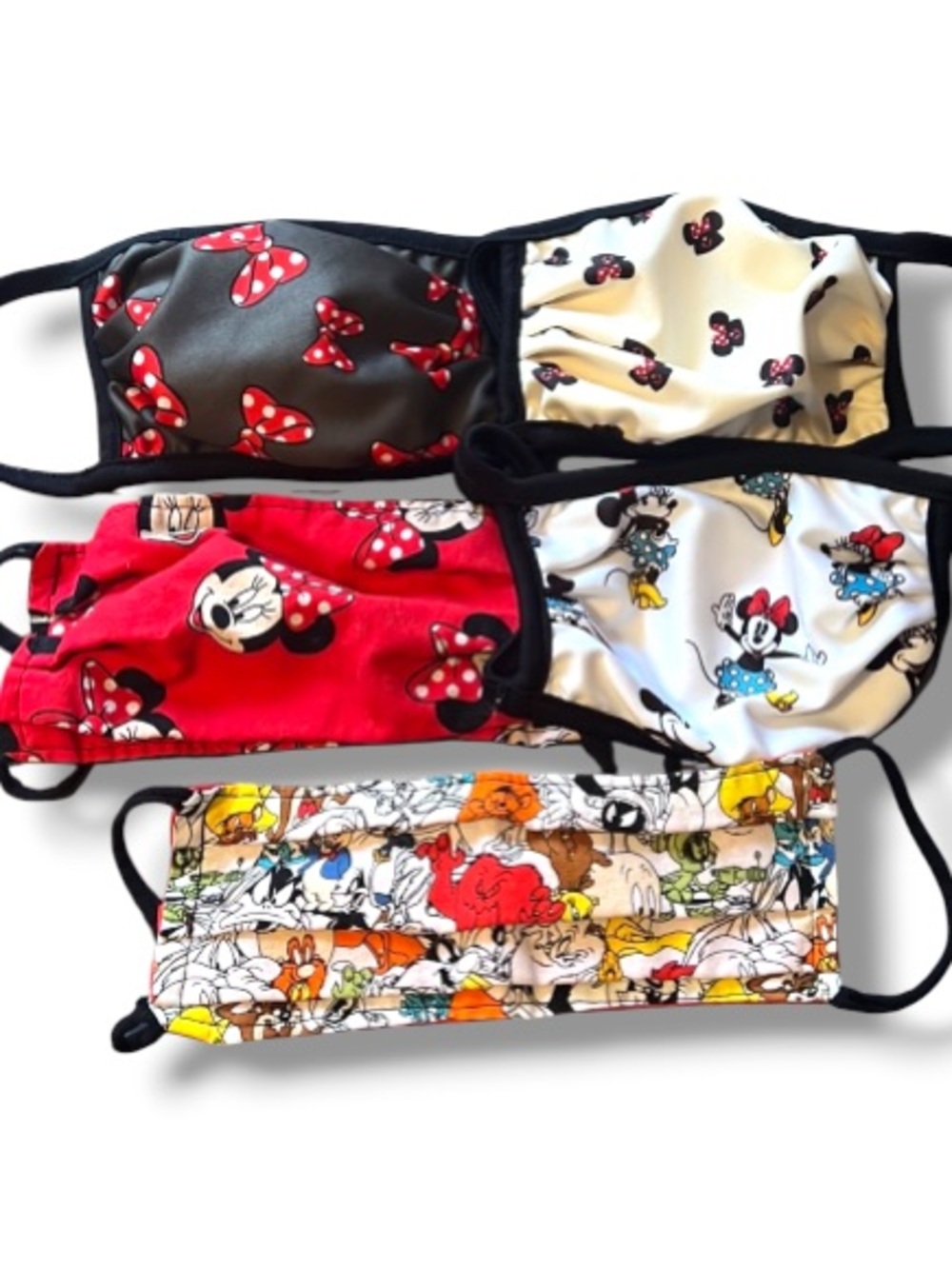 Bundle of 5 Women’s Disney Minnie Mouse & WB Looney Toons Face Masks